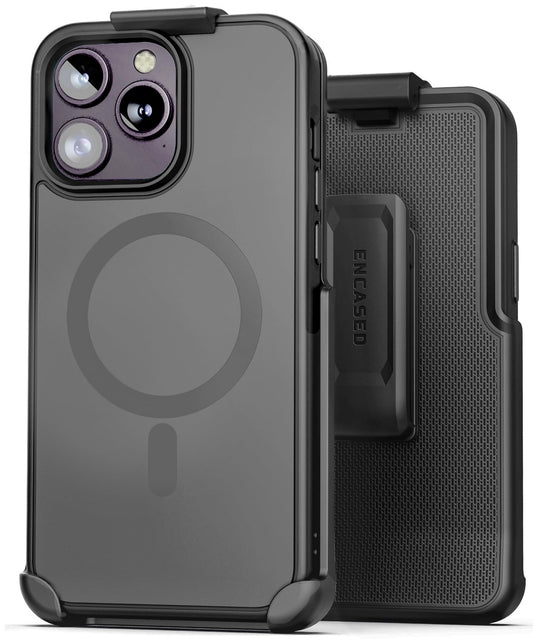Funda para iPhone 15 Pro MAX Encased Negro Mate con Clip de Cinturón y Compatibilidad MagSafe