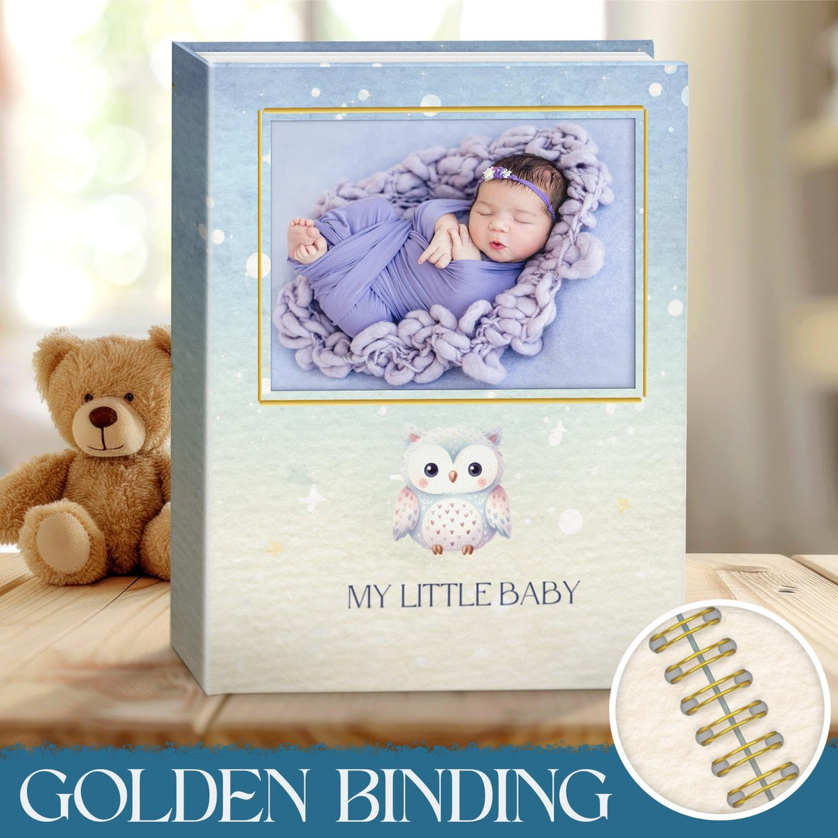 Caja de Recuerdos para Bebé Neutro con Álbum de Fotos para Personalizar Nombre
