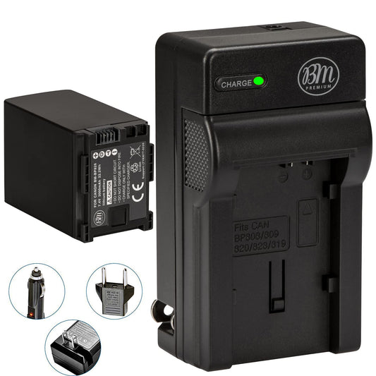 BM BP-828 Battery and Charger for Canon VIXIA HF G60, HF G50, XA40, XA45, XA50, XA55, GX10, HF G20, HF G21, HFG30, HFG40, HFM300, HFM301, HFM40 HFM41 HFM400 HFS200 XA10 XA11 XA15 XA20 XA25 XF400 XF405