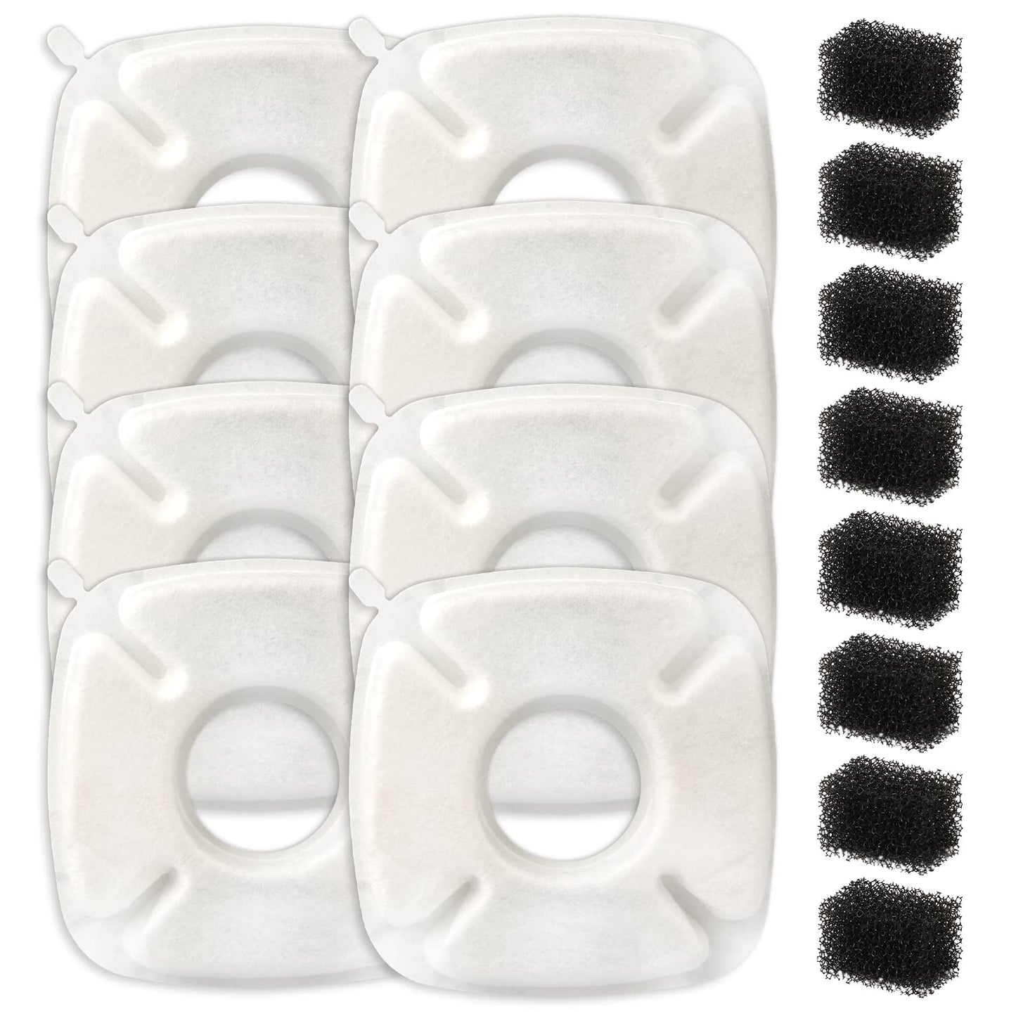 Filtros de Fuente para Gatos Veken Blanco con Esponjas de Prefiltro de Repuesto 2,8L para Mascotas