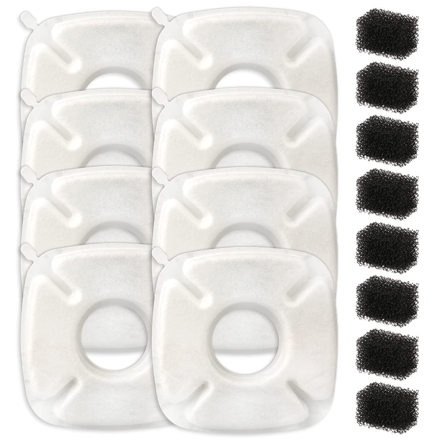 Filtros de Fuente para Gatos Veken Blanco con Esponjas de Prefiltro de Repuesto 2,8L para Mascotas