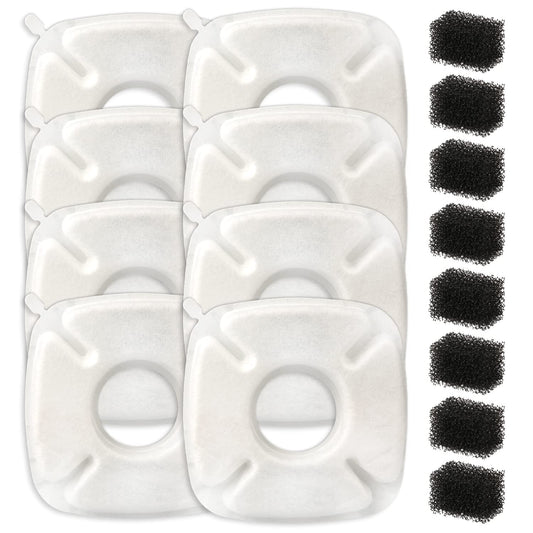 Filtros de Fuente para Gatos Veken Blanco con Esponjas de Prefiltro de Repuesto 2,8L para Mascotas