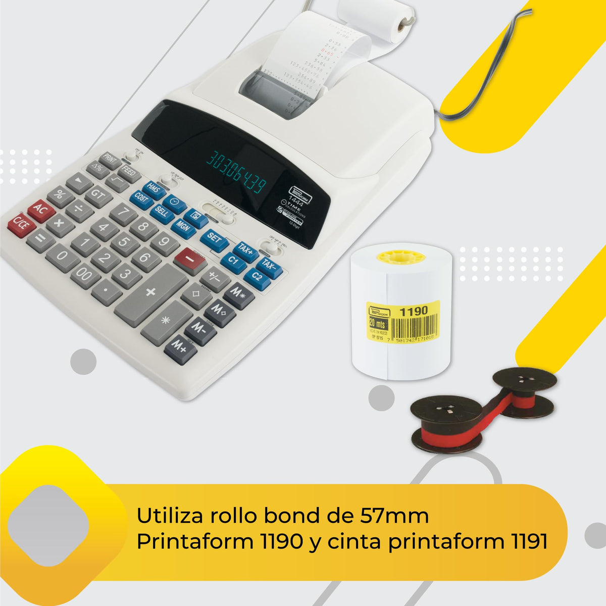 Calculadora de Escritorio Printaform Pantalla Luminosa con Impresora para Trabajo Rudo