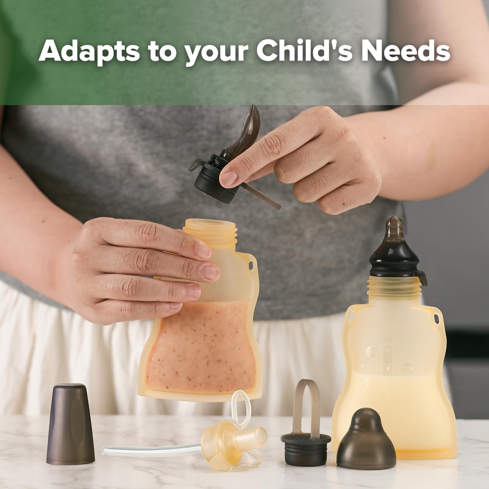 haakaa - Bolsa reutilizable para alimentos para bebés, bolsas reutilizables para niños pequeños, bolsa exprimible lavable, congelador – Haz alimentos orgánicos caseros para bebés/niños, 4 onzas