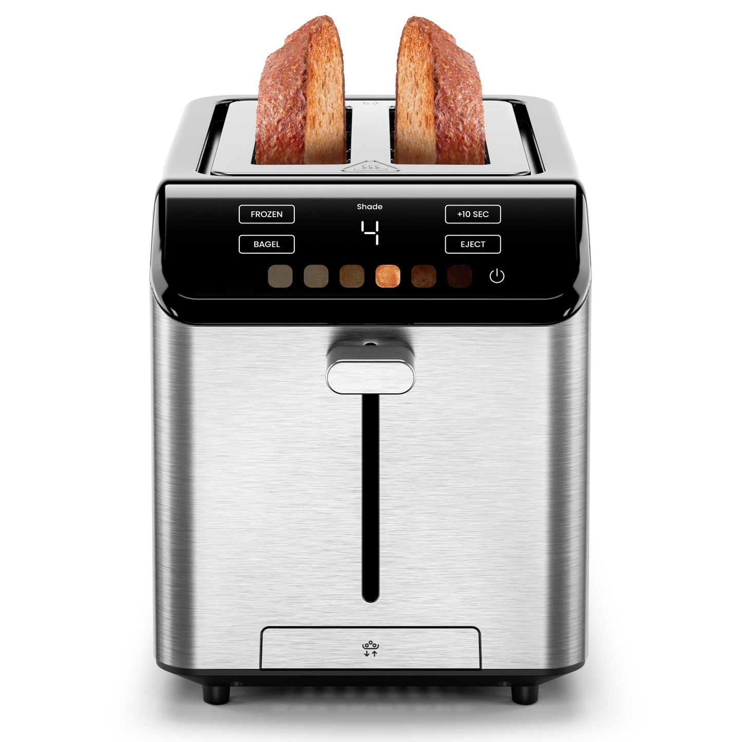 Chefman tostador digital Smart Touch de 2 rebanadas, 6 ajustes de sombra, controles de visualización táctil, ranuras extra anchas para panes gruesos y bagels, + 10 segundos, descongelación, bandeja