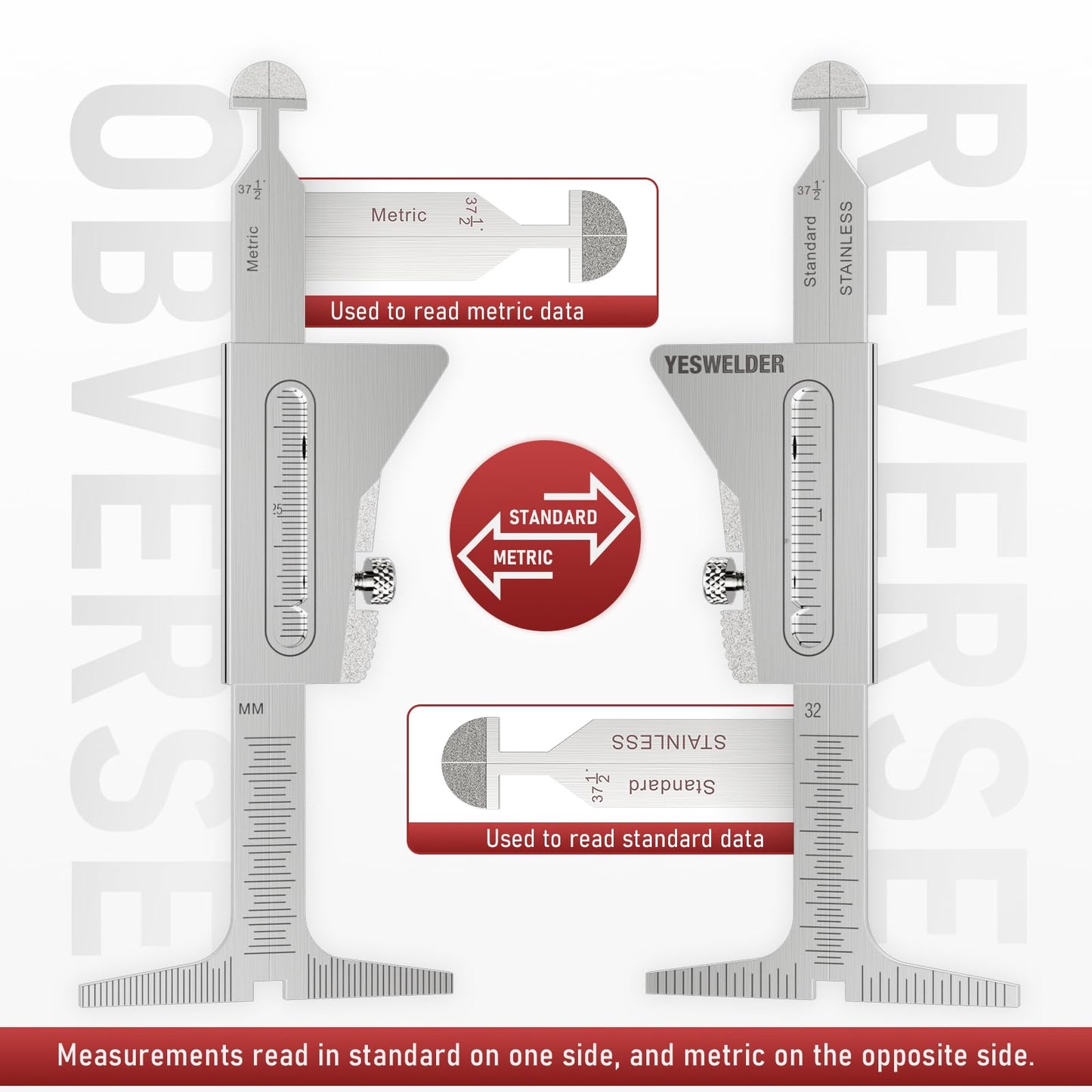 Calibre de Soldadura YESWELDER Acero Inoxidable Ajuste Precision Medición de Tuberías
