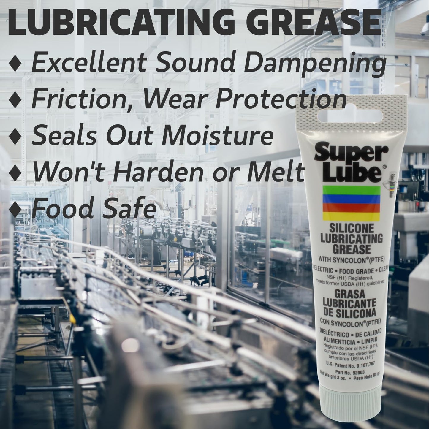 Lubricante de Silicón Super Lube Transparente Blanco con PTFE