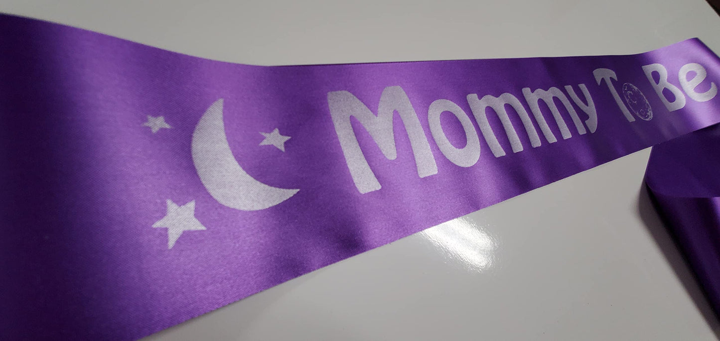 Mommy Sash & Daddy to Be - Pin de botón para Galaxy Baby Shower It's a Girl Boy para que los padres lo lleven, color morado con purpurina