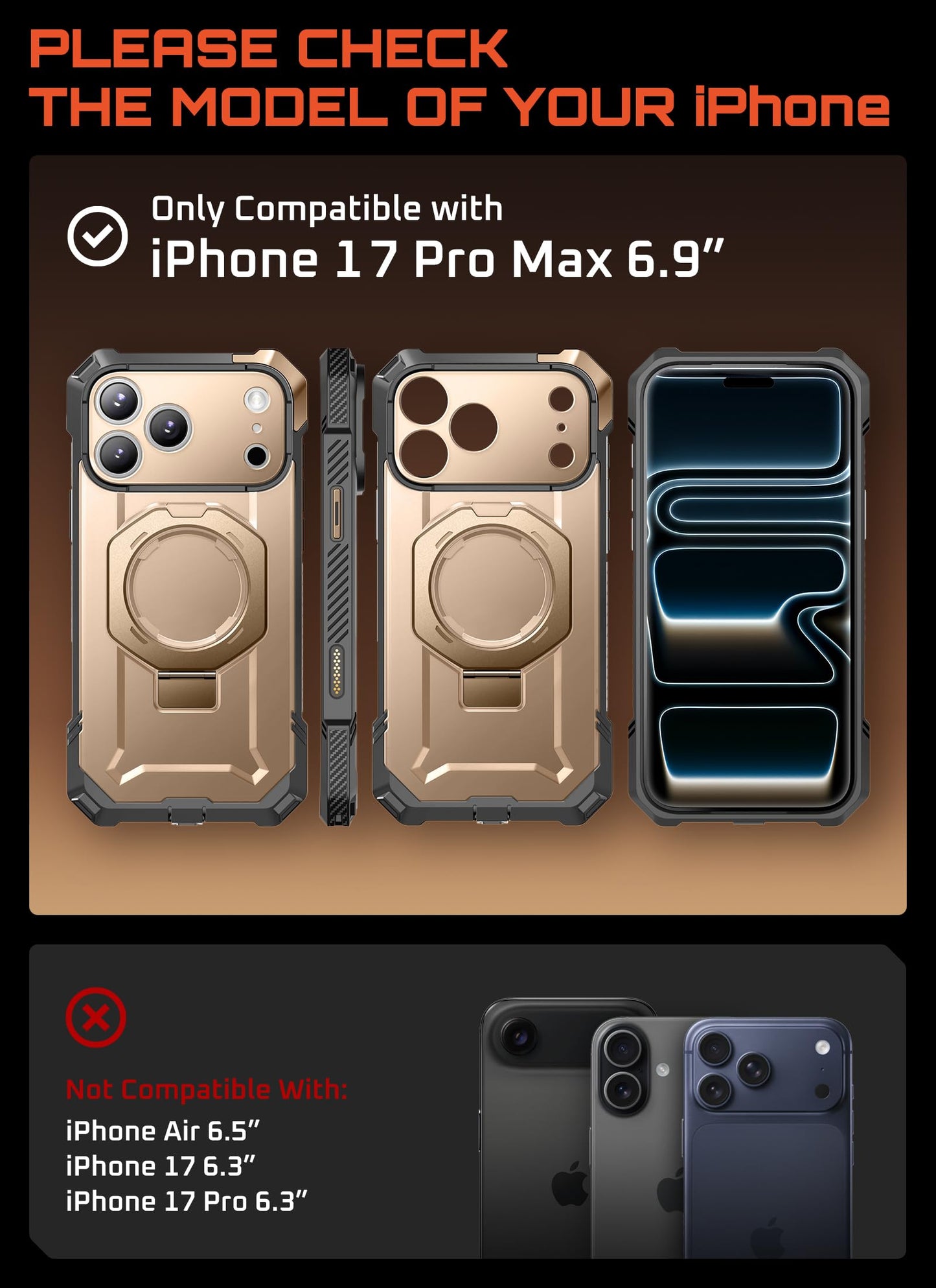 SUPCASE Funda Magnética para iPhone 17 Pro MAX Case Compatible con Magsafe [UBGrip] Resistente Carcasa Protectora con Soporte para iPhone 17 Pro MAX - Desert