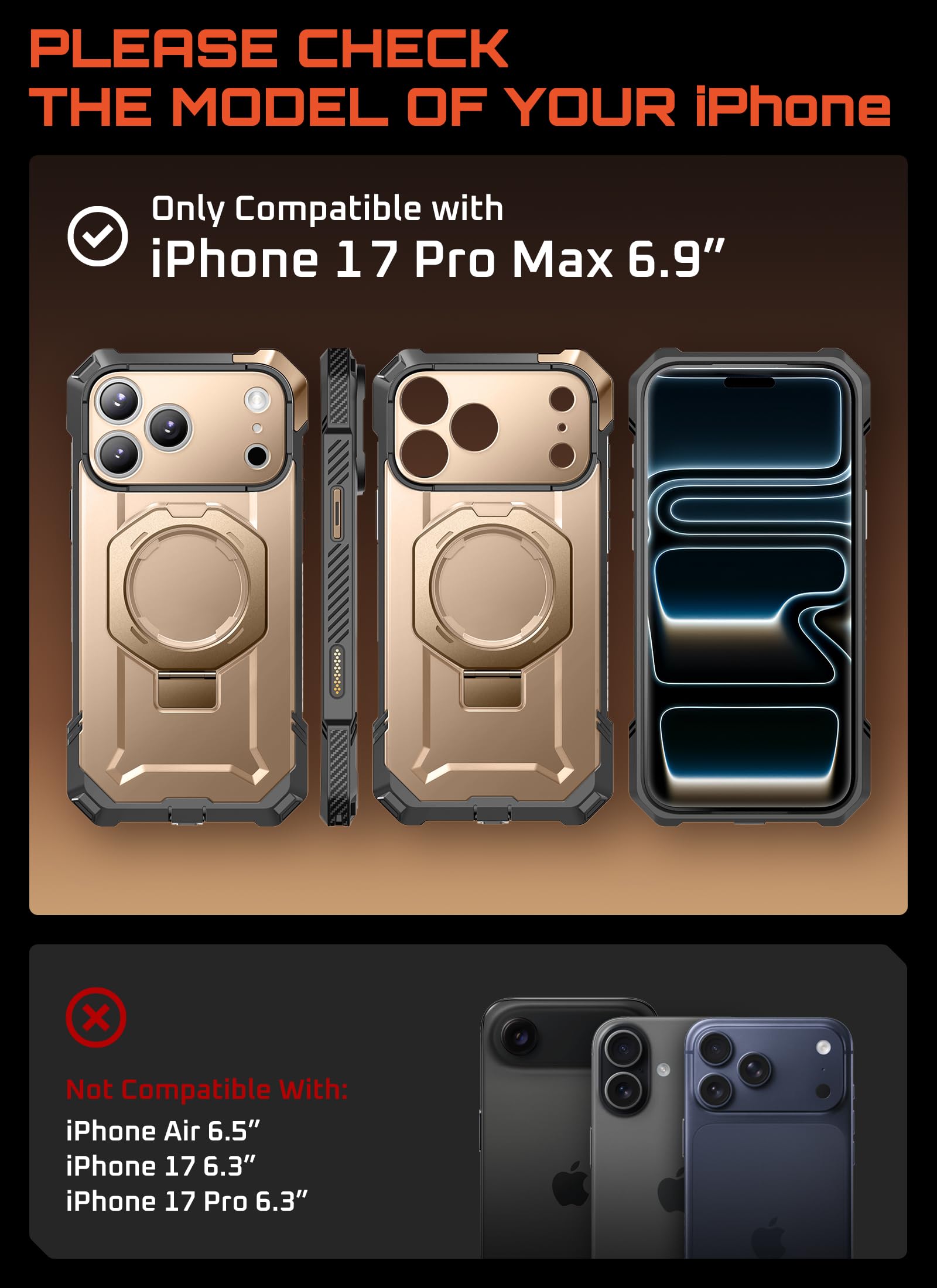 SUPCASE Funda Magnética para iPhone 17 Pro MAX Case Compatible con Magsafe [UBGrip] Resistente Carcasa Protectora con Soporte para iPhone 17 Pro MAX - Desert