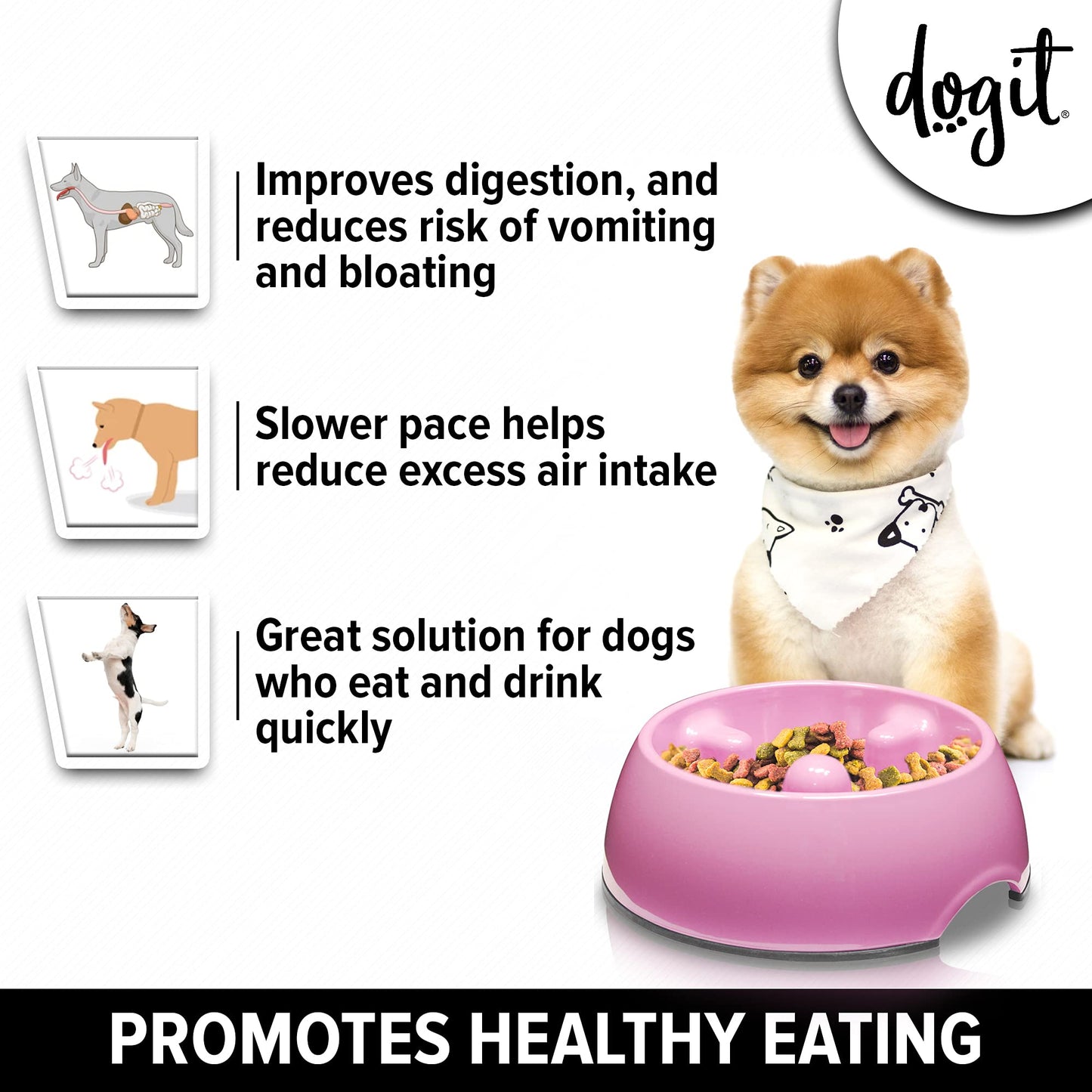 Comedero Lento Dogit Rosa Anti-Gulping para Perros