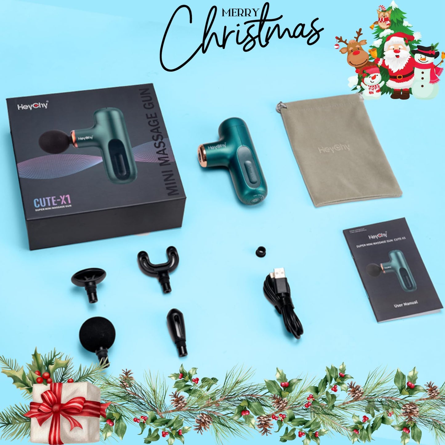 HEYCHY - Pistola de masaje súper pequeña, masajeador muscular de percusión, pistola de masaje deportiva compacta de viaje, masajeador portátil de mano para regalos de oficina para ella, hogar,