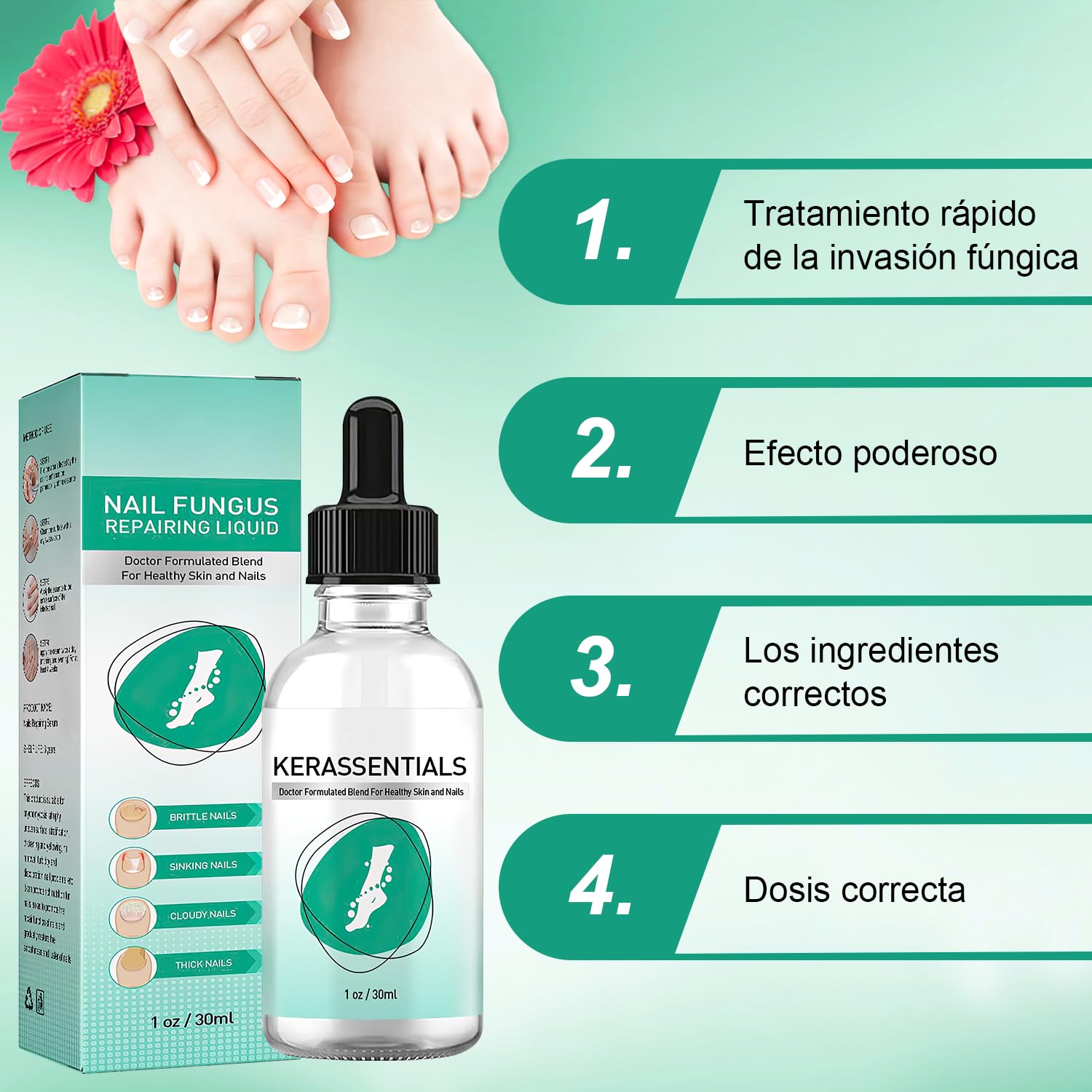KRASSENTIALES Líquido Reparador Uñas de Pies - Esmalte, Renovación Cutículas