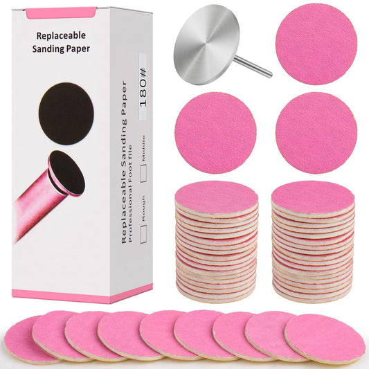 Difenni - Disco de lija con broca de metal para uñas, disco de lija de pedicura, 100 discos de papel de lija de 25 mm, grano #180 para pedicura (rosa)