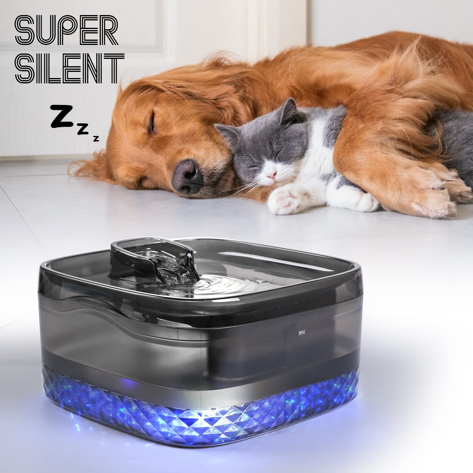 Fuente de agua para perros grandes, dispensador automático grande de agua para mascotas, 236 onzas/1.8 gal/7 l, fuente de agua para gatos, dispensador de tazón de agua para perros con herramienta de limpieza y filtros de repuesto, para perros S-L y múltip