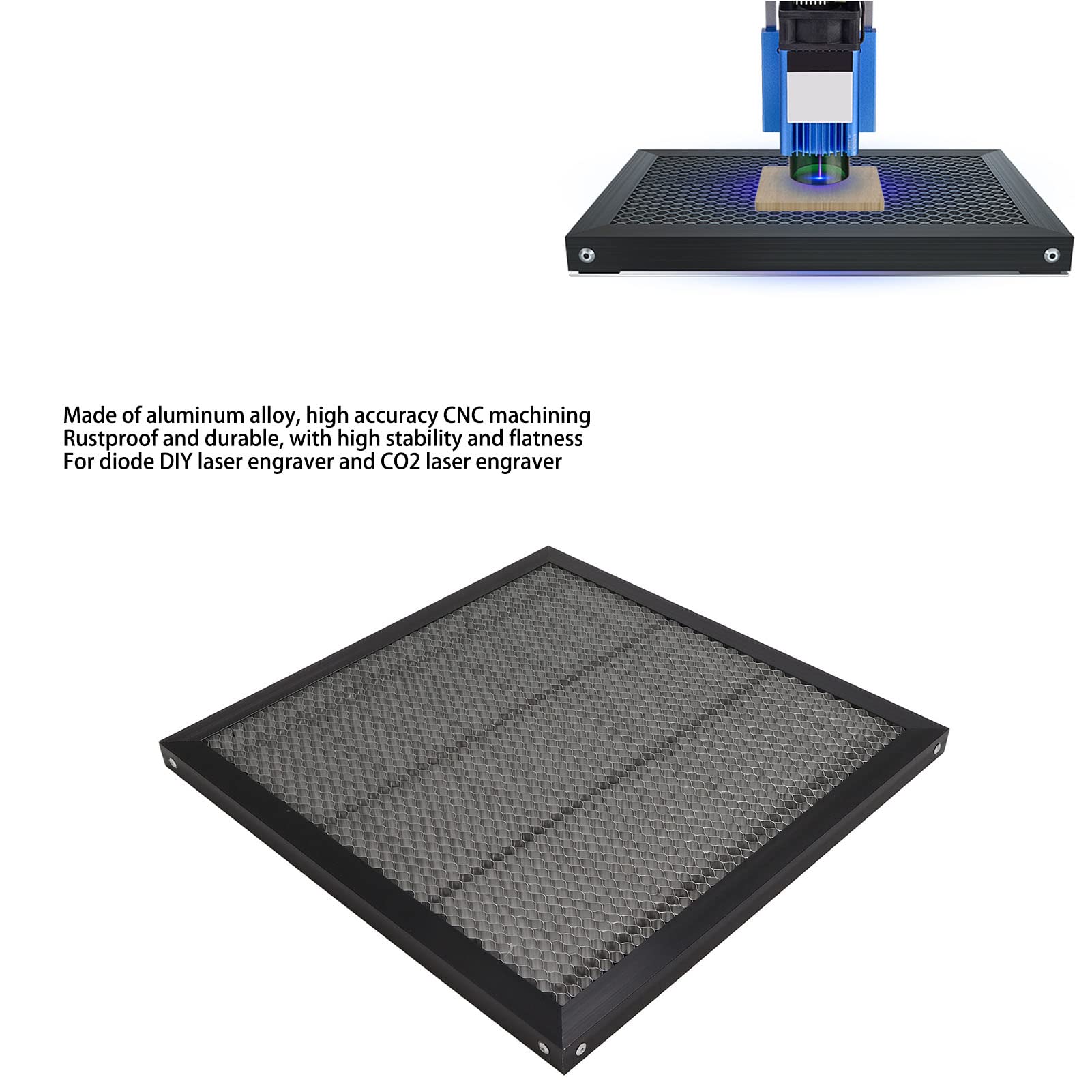 Cama Láser de Aleación de Aluminio, Accesorios de Plataforma de Máquina de Corte por Láser Placa de Nido de Abeja de Aluminio 400 * 400 Mm, Máquina de Grabado Láser, Herramientas