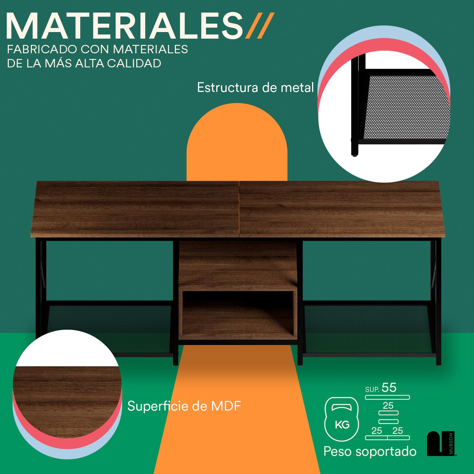 Mueble para TV MUBSON Cafe con 5 Repisas para Consolas y Decoración