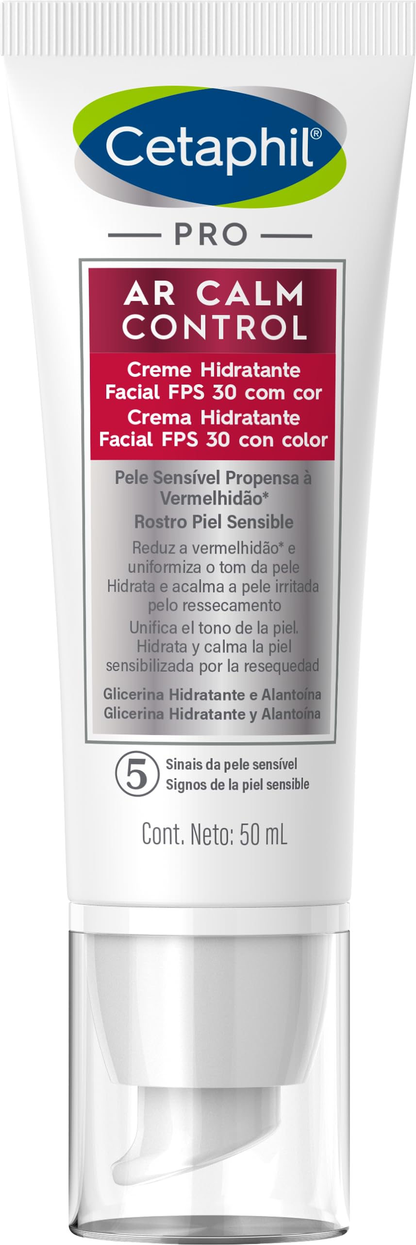Cetaphil PRO AR Calm Control Hidratante de Día con FPS30, Hidrata y Unifica la Piel con Enrojecimiento Recomendada por Dermatólogos para Piel Sensible - 1 pieza de 50 ml