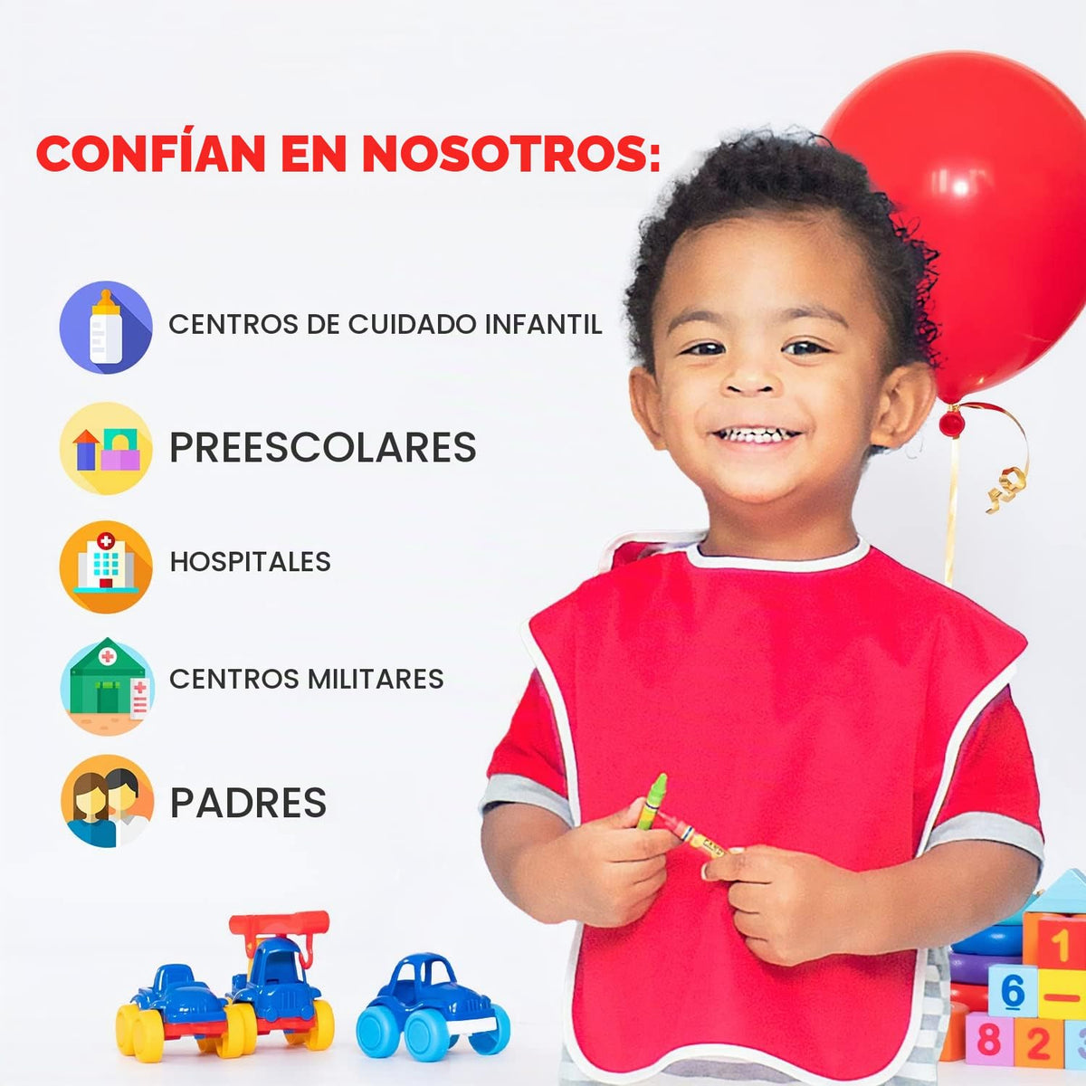 Toppy - 4 baberos grandes impermeables de color azul marino para bebés de 1 a 4 años - Baberos de tela ligera, suave y duradera con botones a presión para niñas y niños, apto para secadora y fácil de