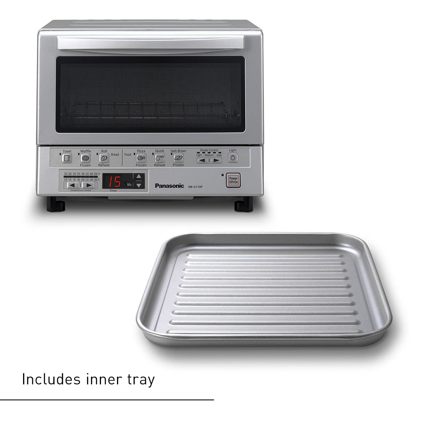 Horno Tostador Panasonic FlashXpress Plateado con Doble Calefacción por Infrarrojos y 6 Opciones de Cocción Automática