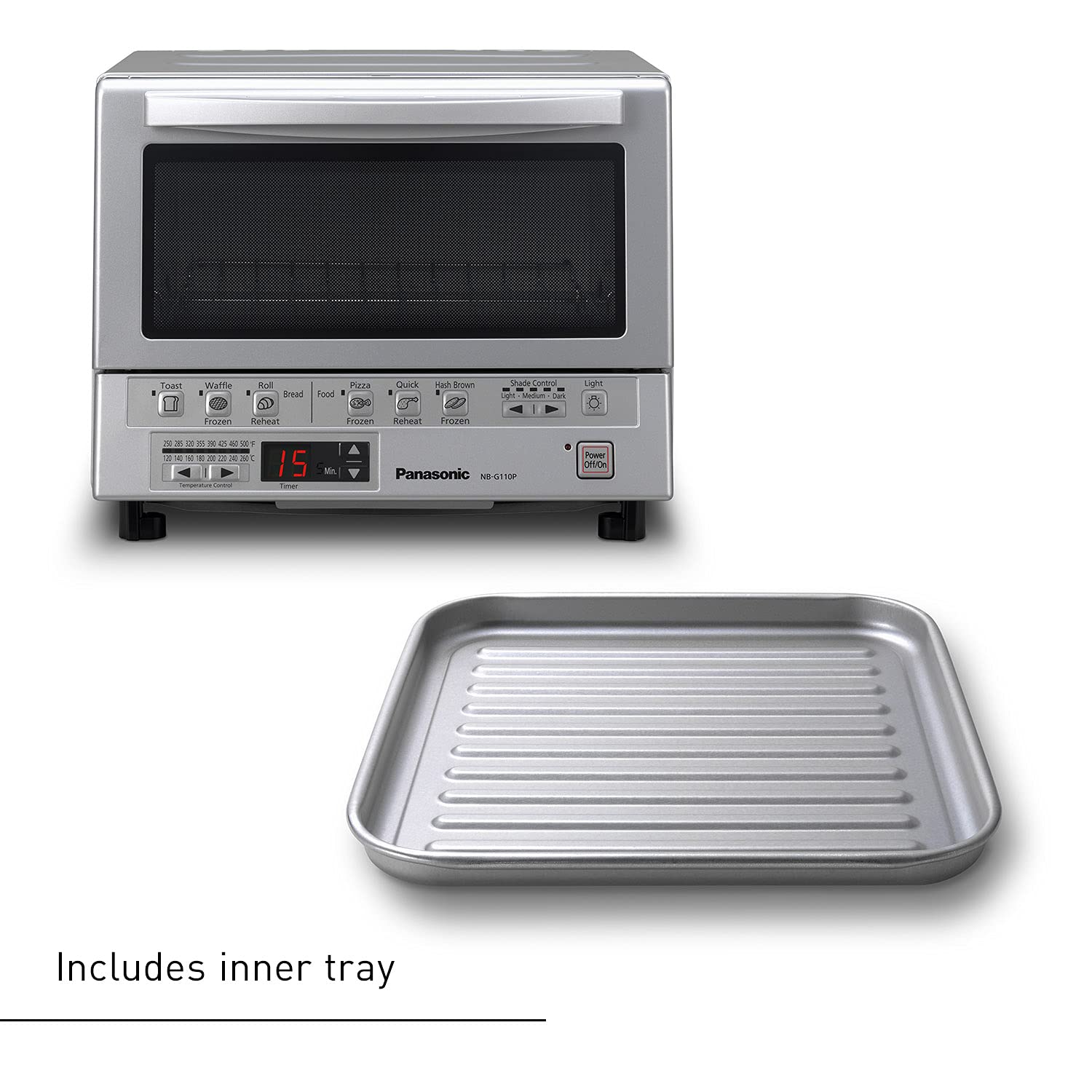 Horno Tostador Panasonic FlashXpress Plateado con Doble Calefacción por Infrarrojos y 6 Opciones de Cocción Automática