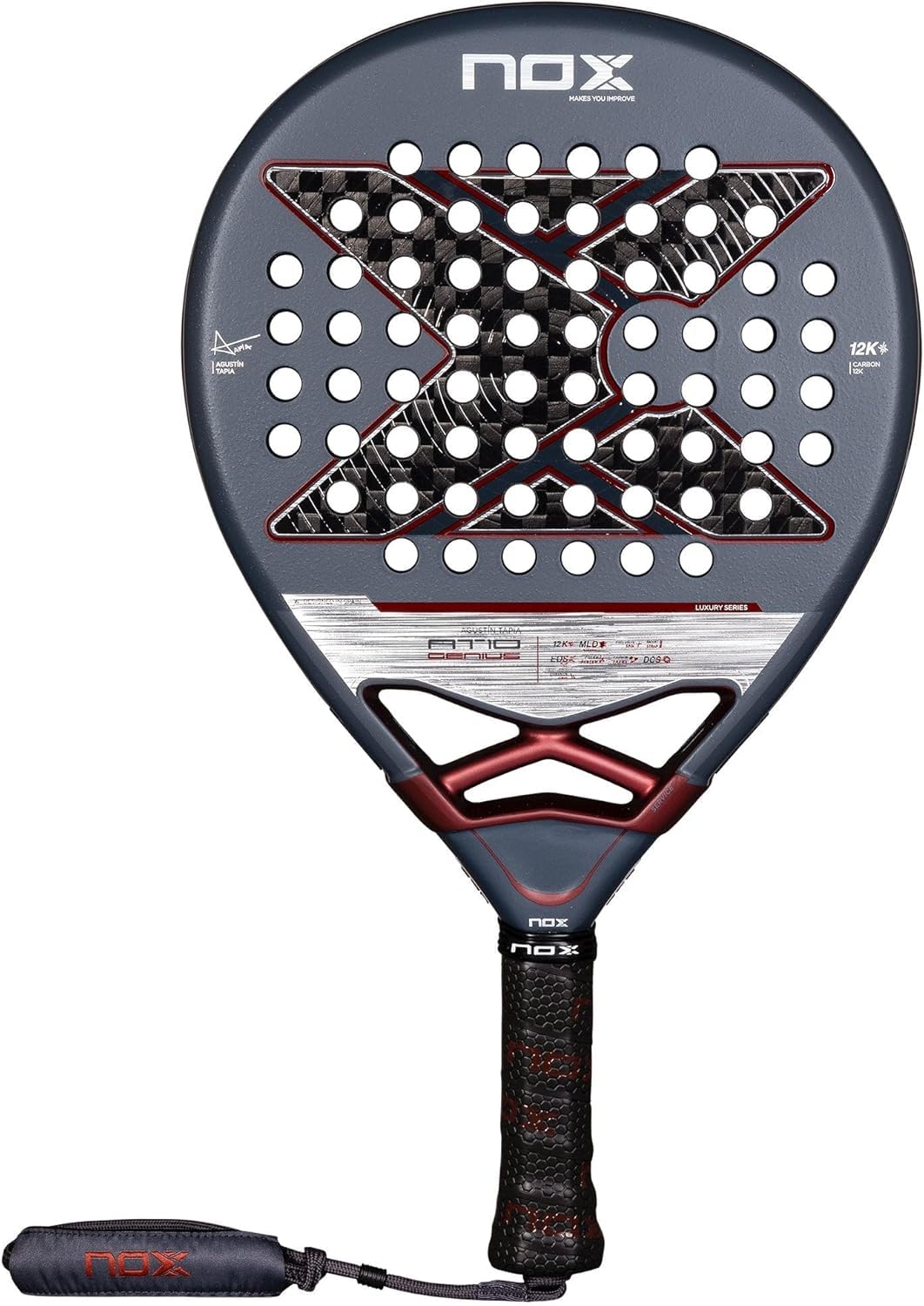 Raqueta Padel NOX AT10 Genius 12K Negra con Tecnología Carbono para Hombre