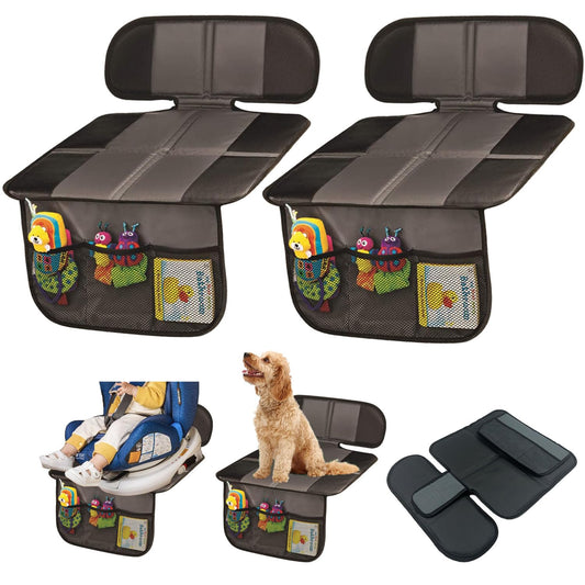 Protector de Asiento de Coche Universal Seguridad Negro Antipatinaje con Acolchado Grueso para Bebé Resistente al Agua y a la Suciedad con Bolsillos de Almacenamiento