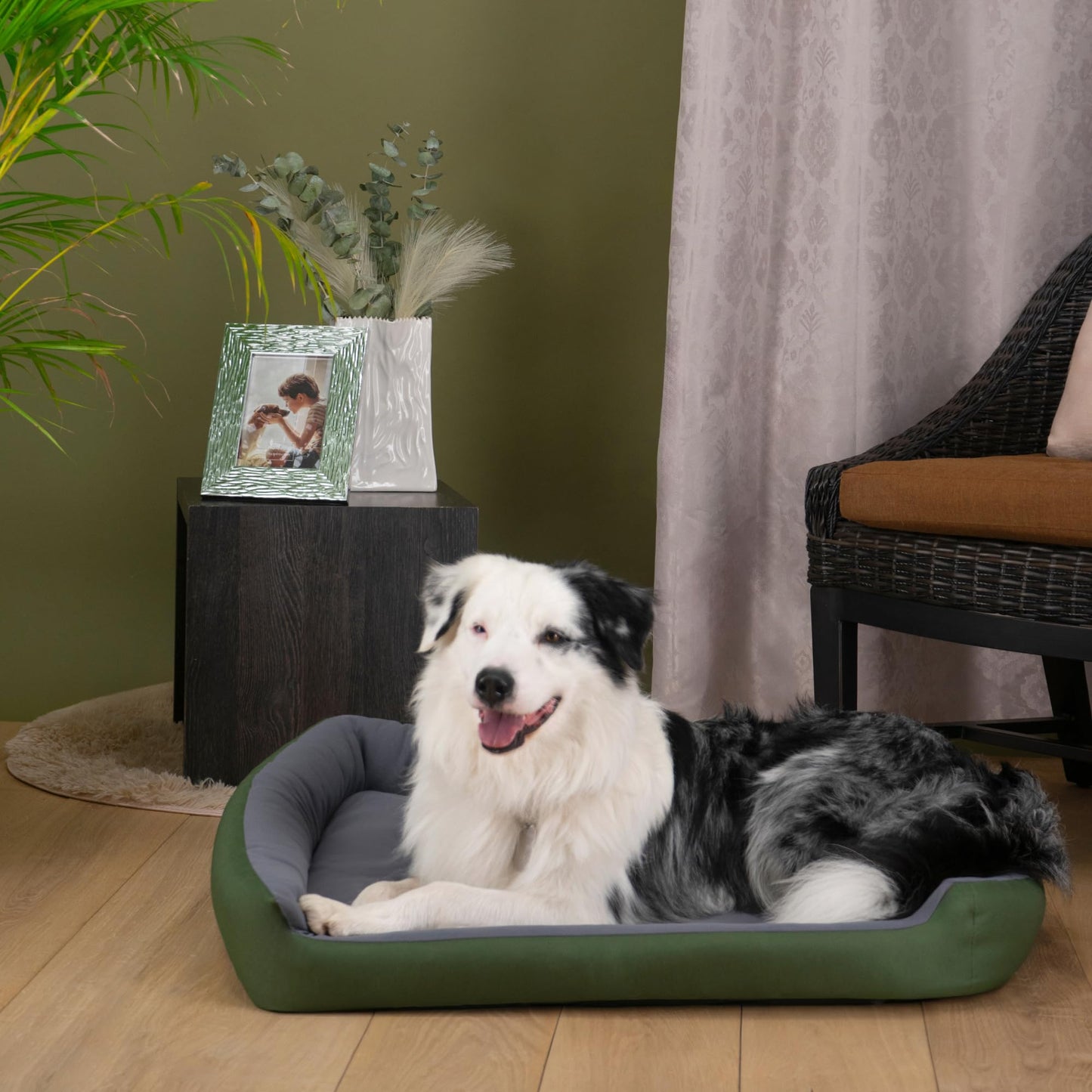 Cama para Perro PETS APPAREL HILLS Verde Gris Resistente Confortable Relleno Suave Large