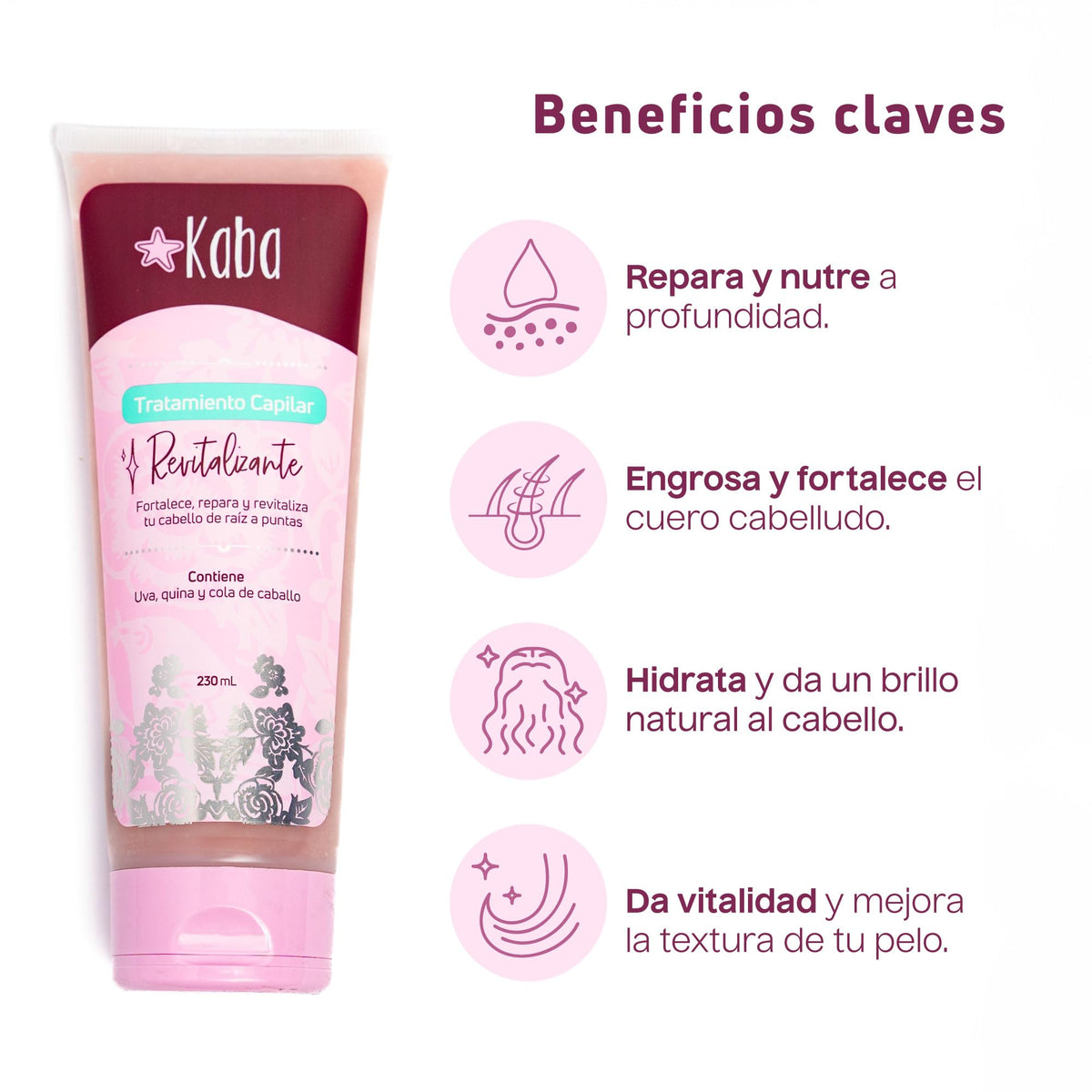 Tratamiento Capilar KABA BY D'LUCHI Uva Quina Cola de Caballo Revitalizante para Cabello más Grueso y Abundante