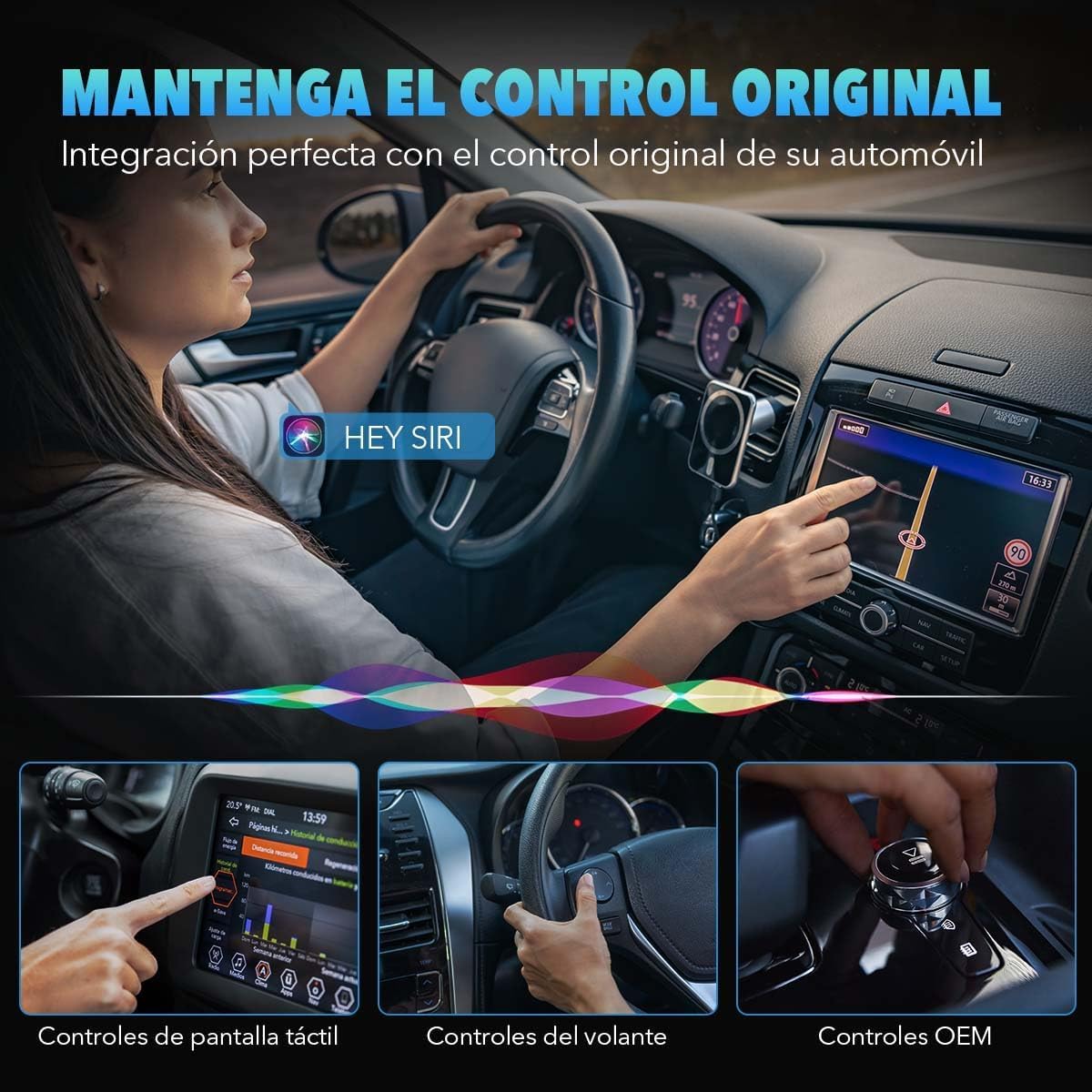 Fitpolo Carplay Inalambrico para Auto, Carplay Inalambrico Adaptador para iPhone, Actualización de por Cable a Inalámbrico, 5GHz WiFi, Conexión Automática Rápida, Soporta iOS 10+(Round)