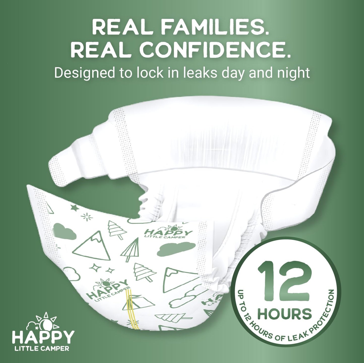 Happy Little Camper - Pañales súper ahorradores, tamaño 4, 25 unidades, pañales desechables económicos para piel sensible, hipoalergénicos, sin fragancias, ultra absorbentes