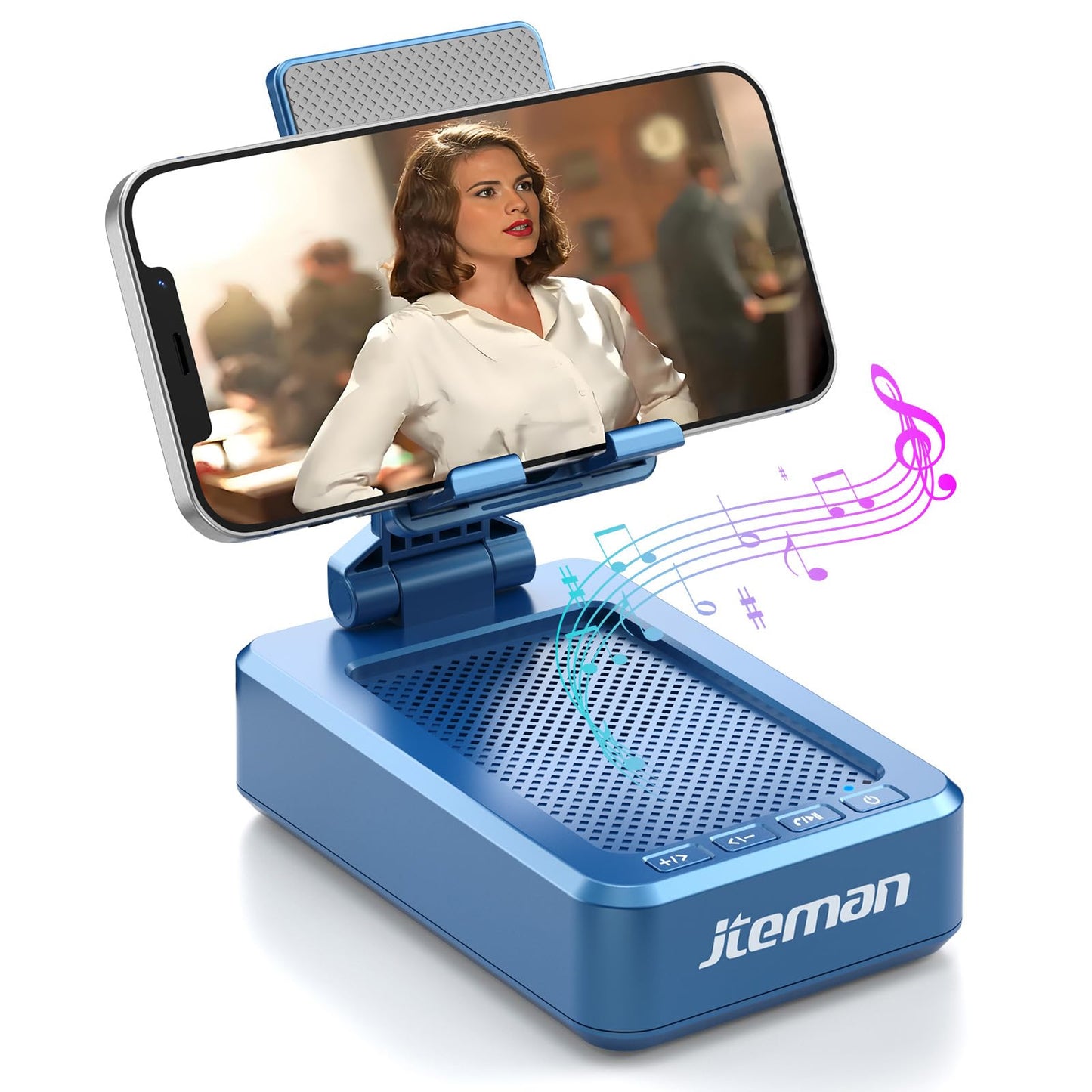 JTEMAN Soporte para teléfono con altavoz Bluetooth inalámbrico, altavoz Bluetooth de sonido envolvente HD para escritorio, perfecto para el hogar, accesorios de cocina, regalos, compatible con iPhone