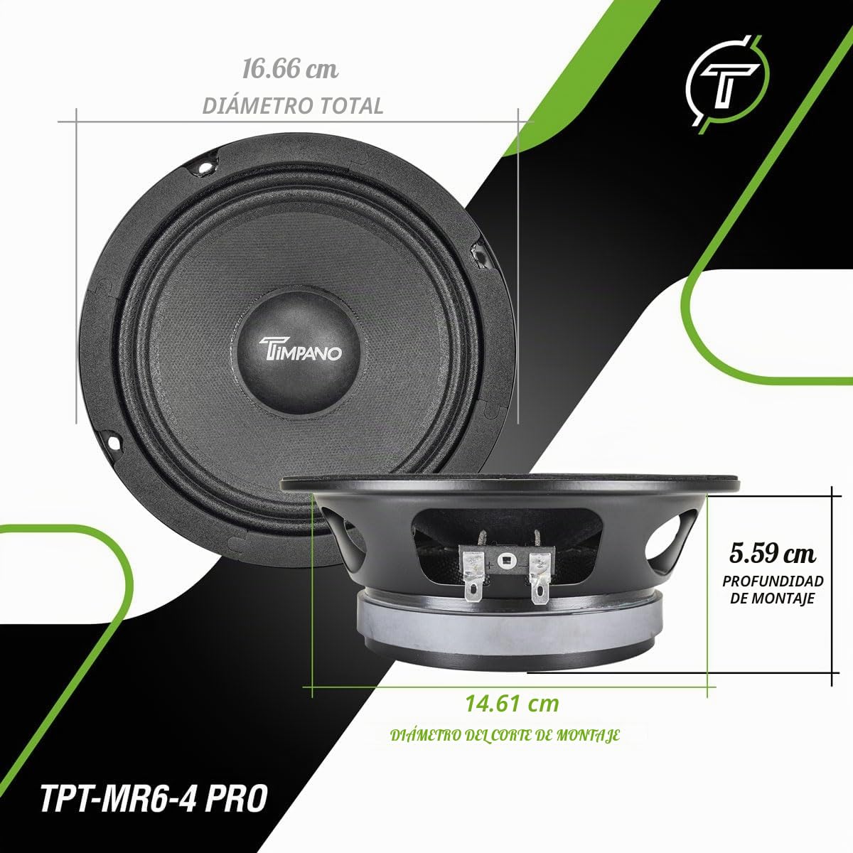 Altavoz de Rango Medio Timpano 6.5 Pulgadas 500 Vatios para Coche
