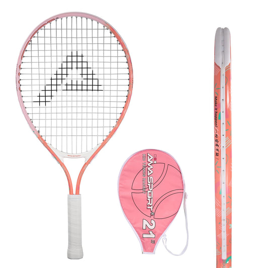 AMA SPORT - Raqueta de tenis para niños pequeños de 17 a 25 pulgadas para niñas y niños, raquetas de tenis de 4 colores para niños de 2 a 12 años con correa de hombro de nailon 420D