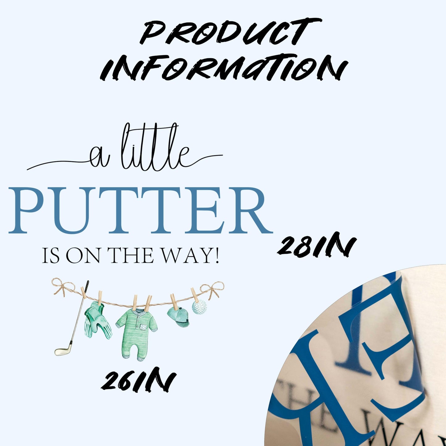 Upfirst - Calcomanía con texto en inglés "A Little Putter is on the Way", diseño de deportes y golf, decoración de fondo de fiesta para baby shower (A Little Putter Golf)