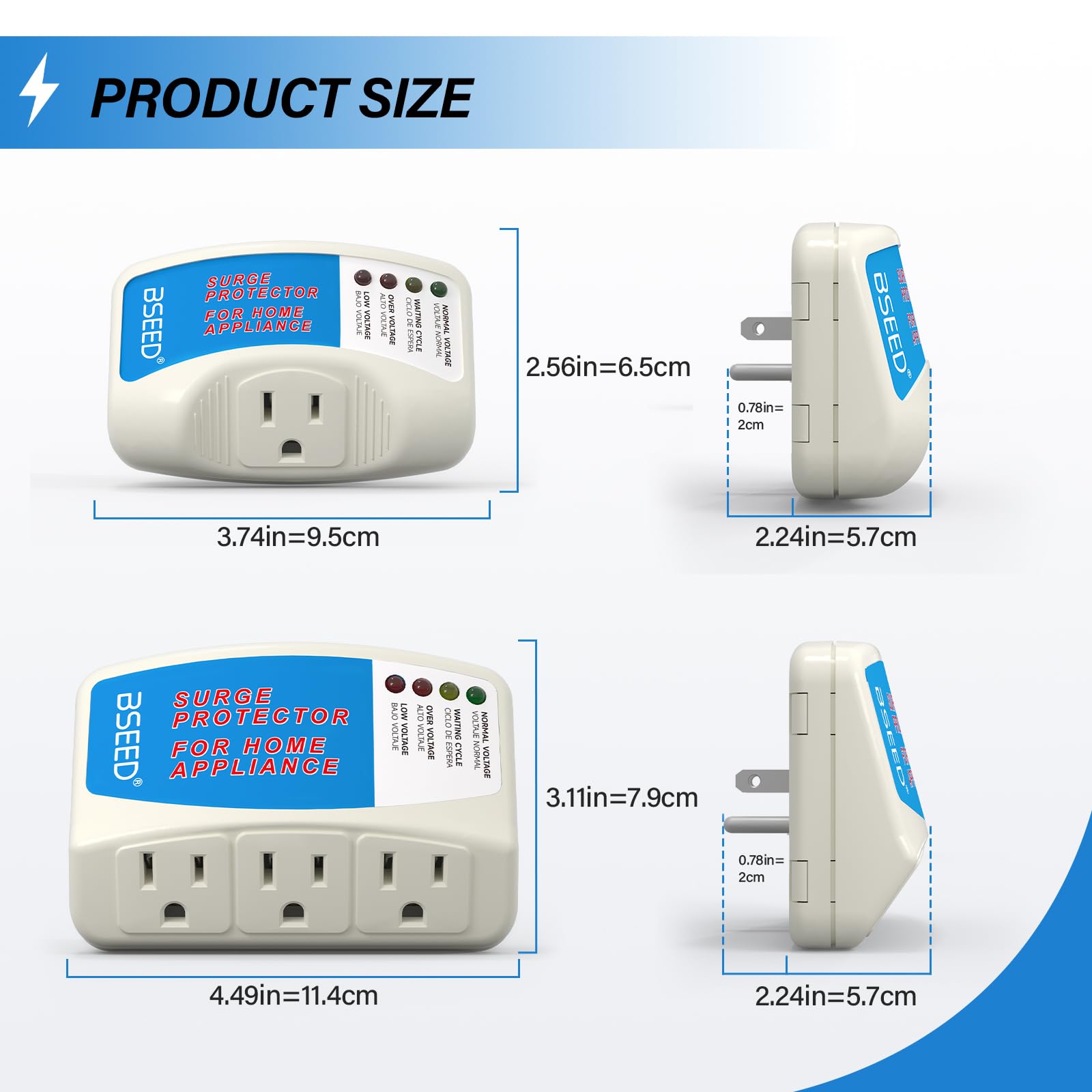 BSEED Enchufe de Aparato Electrodoméstico Protectores contra Sobretensiones Supresor de Potencia Tensión Salida 1 Paqiete