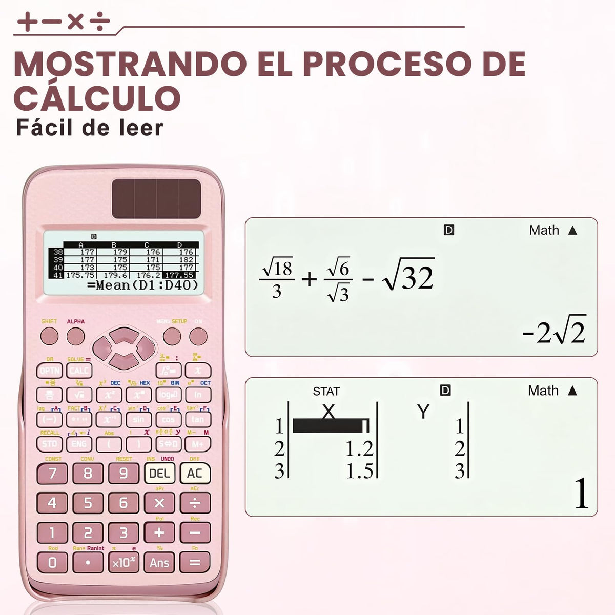 Calculadora Científica FSHNSH Rosa con 417 Funciones para Estudiantes Universitarios e Ingenieros