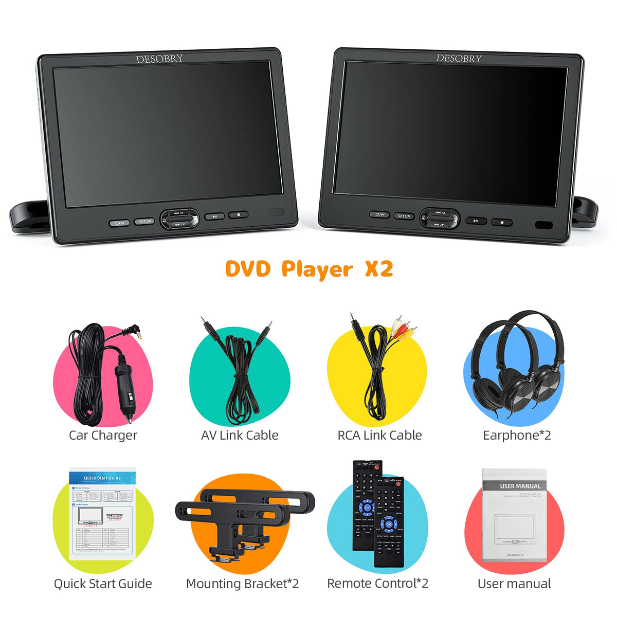 Reproductor de DVD para Coche Negro Portátil