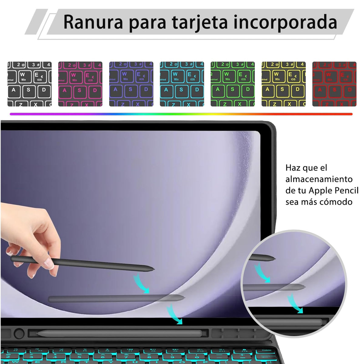 Funda con Teclado JUGZCXD Negro Compatible para Samsung Galaxy Tab S10FE 10.9 Pulgadas