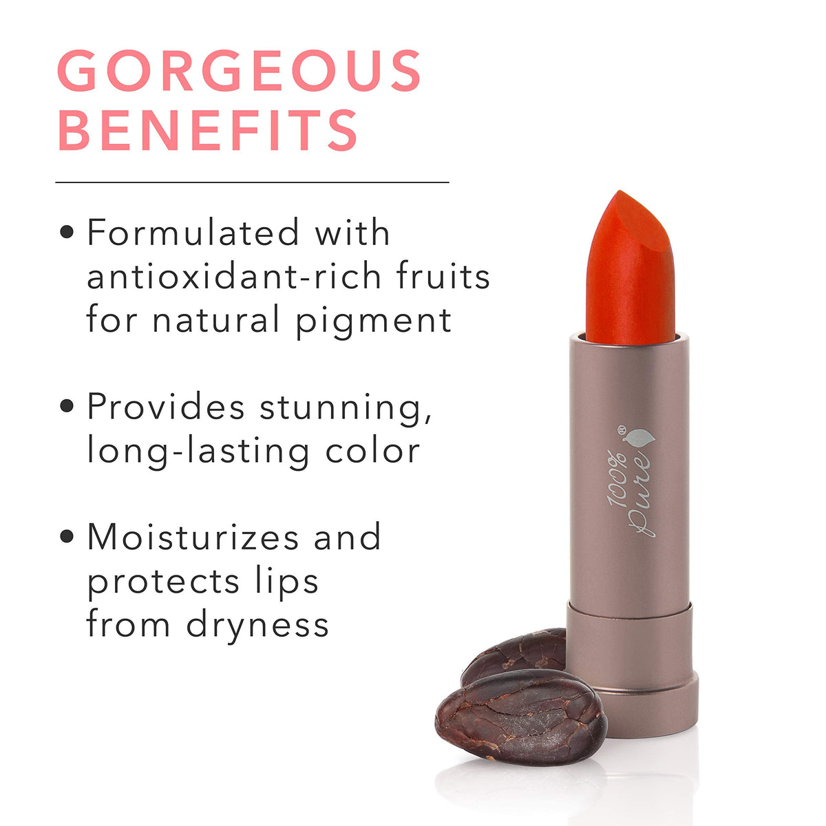 100% Pure Cocoa Butter Matte Lipstick, Cactus Bloom, 0.15 Ounce