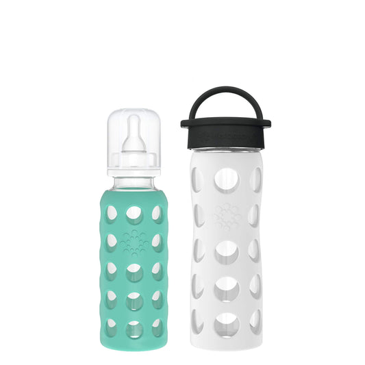 Juego de Botella de Cristal Lifefactory Blanco Óptico para Bebé y Mamá