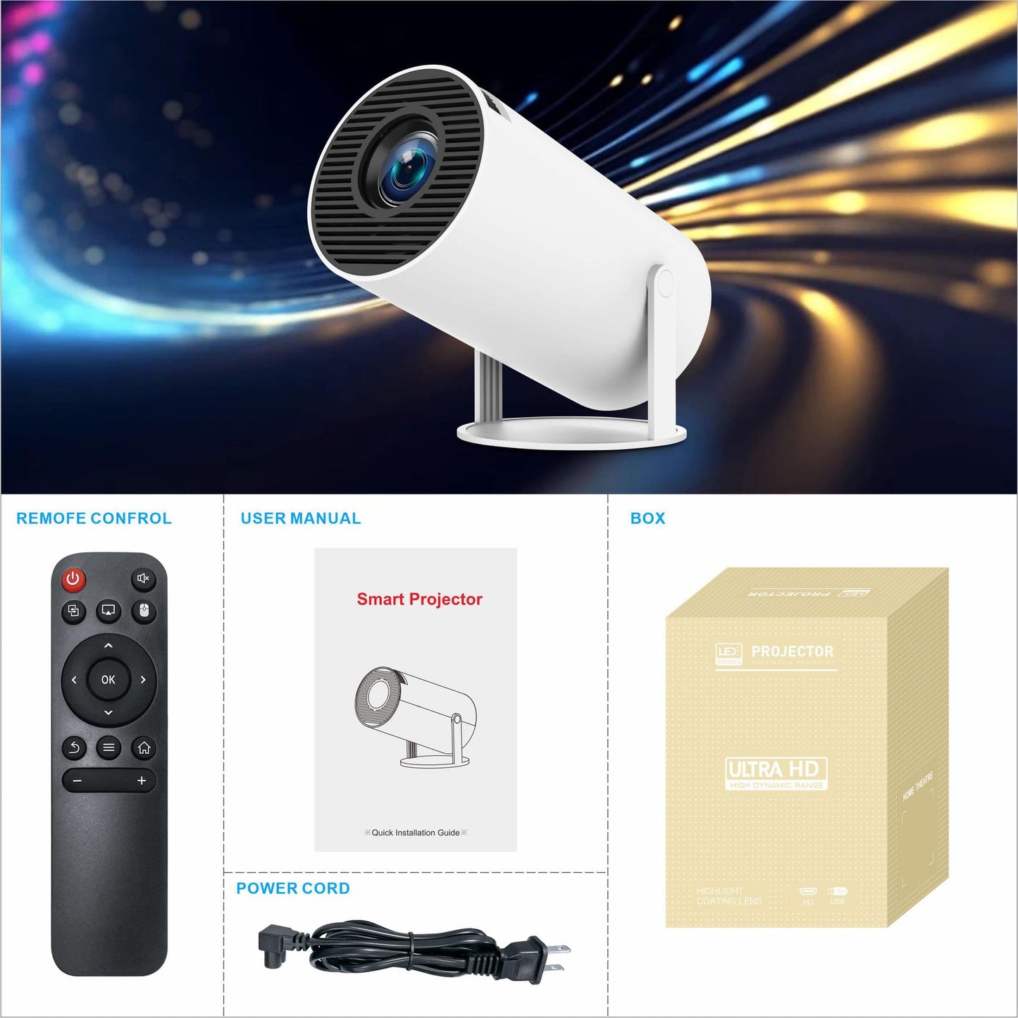 Mini Proyector WiFi 6 BT5.0 Android 11.0 pro Cine en Casa 4K