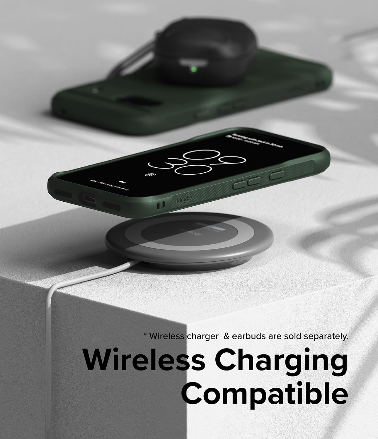 Funda TPU Antideslizante Ringke Onyx Dark Green Compatible con Google Pixel 8a Anti Huella Dactilar