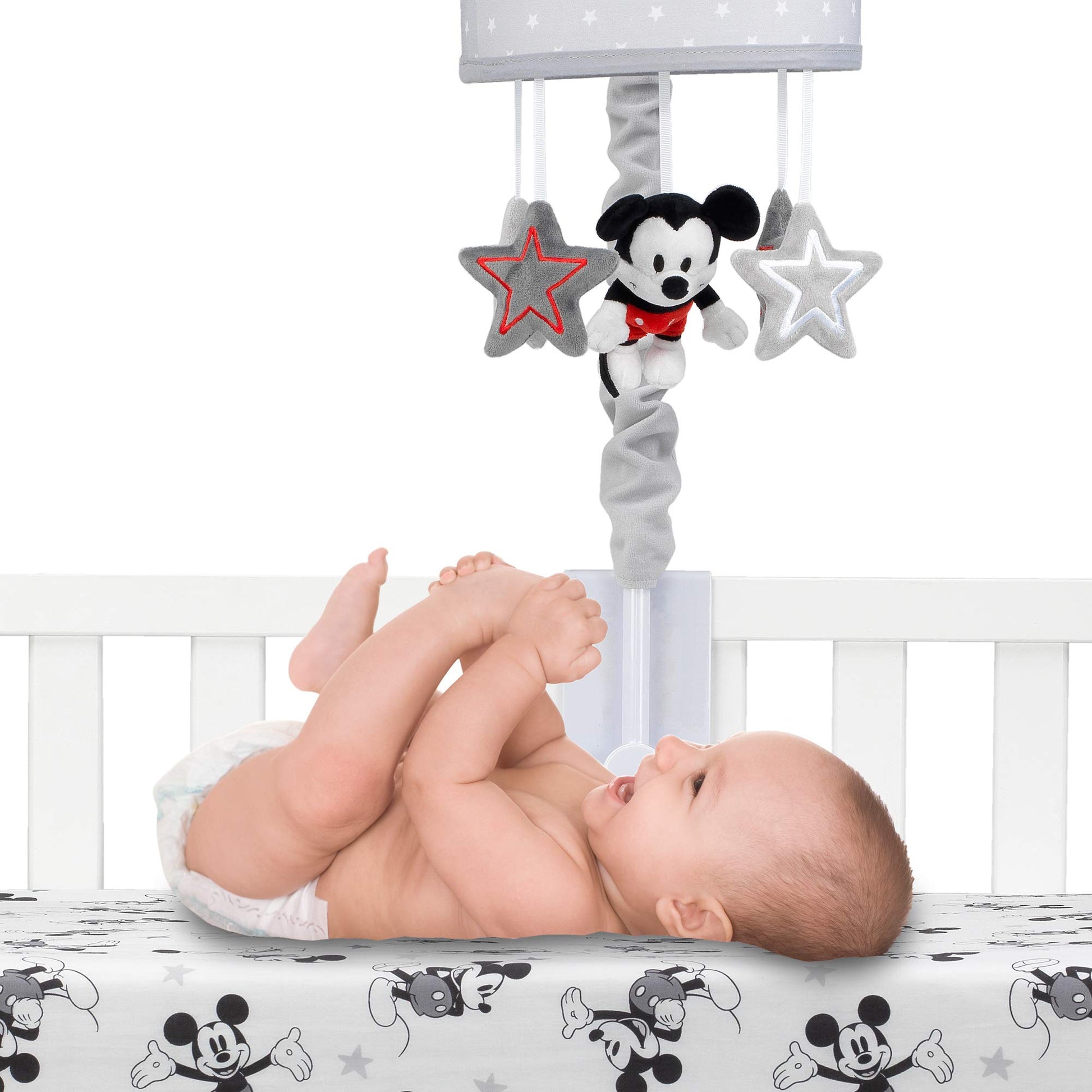 Lambs & Ivy Disney Baby Magical Mickey Mouse Musical Baby Crib Mobile - Grey