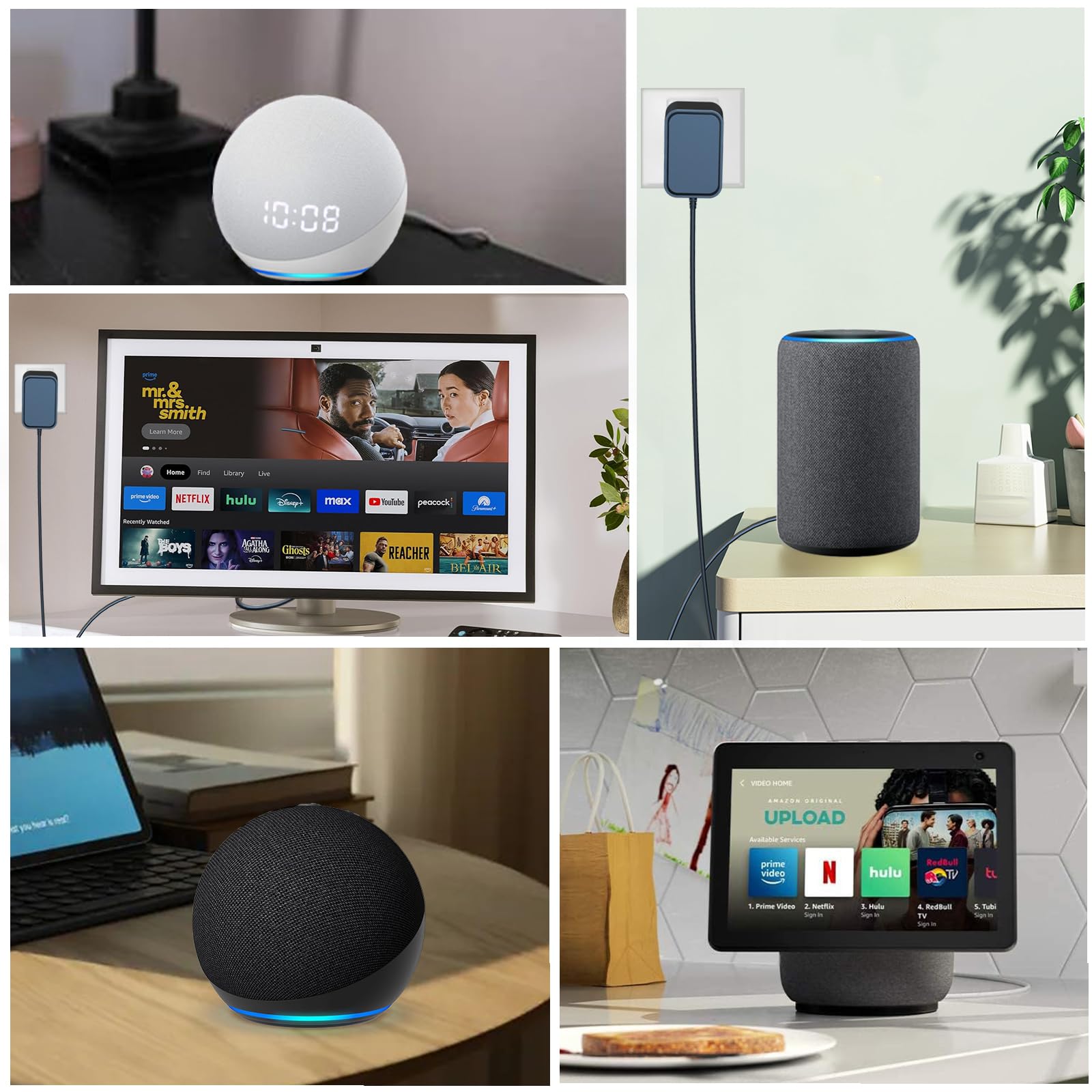 HY1C 30W Cable de alimentación de para 30W Adaptador de alimentación de Amazon Alexa de para Echo (3.ª y 4.ª Gen), Echo Show 8, Echo Show (2.ª Gen), Echo Show 10 (3.ª Gen), Echo Plus (2.ª Gen)