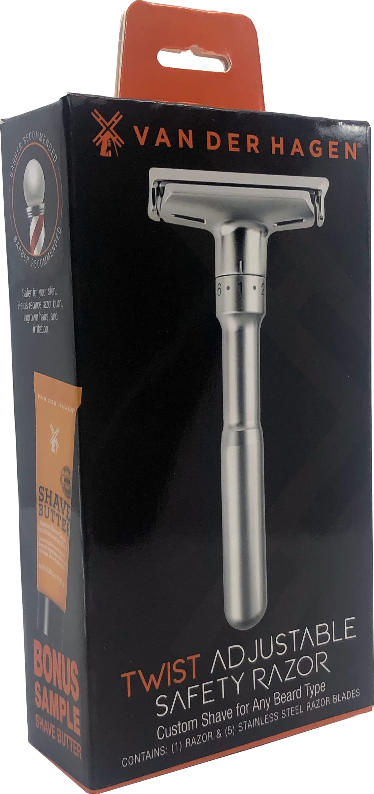 Van Der Hagen Maquinilla De Afeitar Ajustable Giratoria Plata Mate