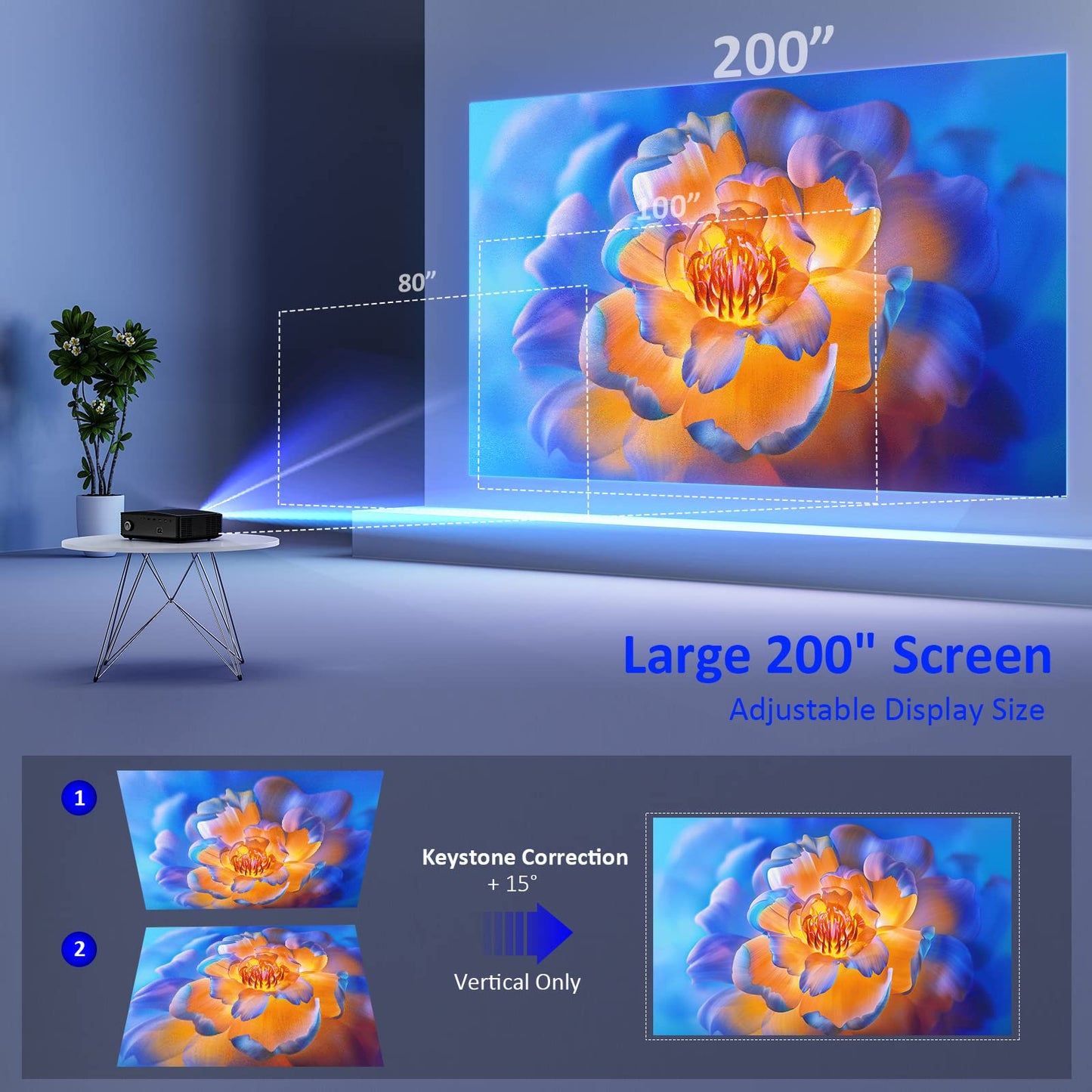 NexiGo Native 1080P Proyector PJ20, [350ANSI - Más de 9500 Lux Brillo], Wi-Fi 5G, proyector de películas, Bluetooth 5.1, compatible con TV Stick, iPhone, Android, portátil, consola (Reacondicionado)