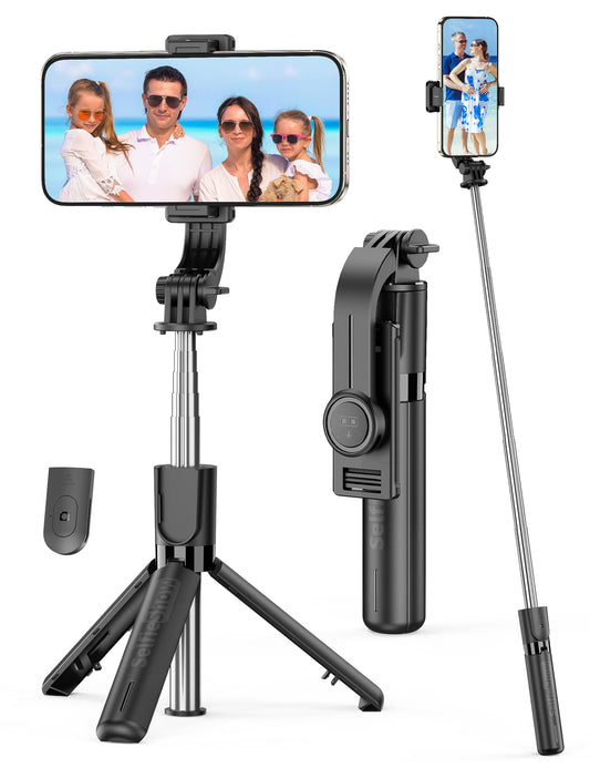 Trípode Portátil Extensible con Control Remoto y Soporte para Teléfono Rotación de 360° Compatible iPhone 16/15/14/13