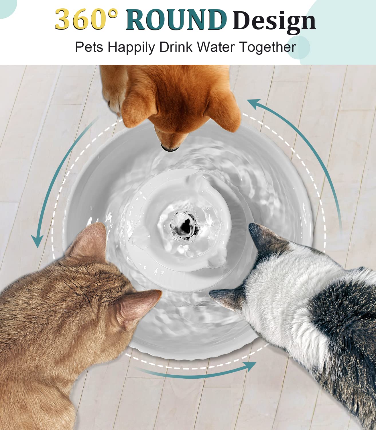 Fuente de Cerámica NautyPaws Azul con Dispensador Automático para Mascotas