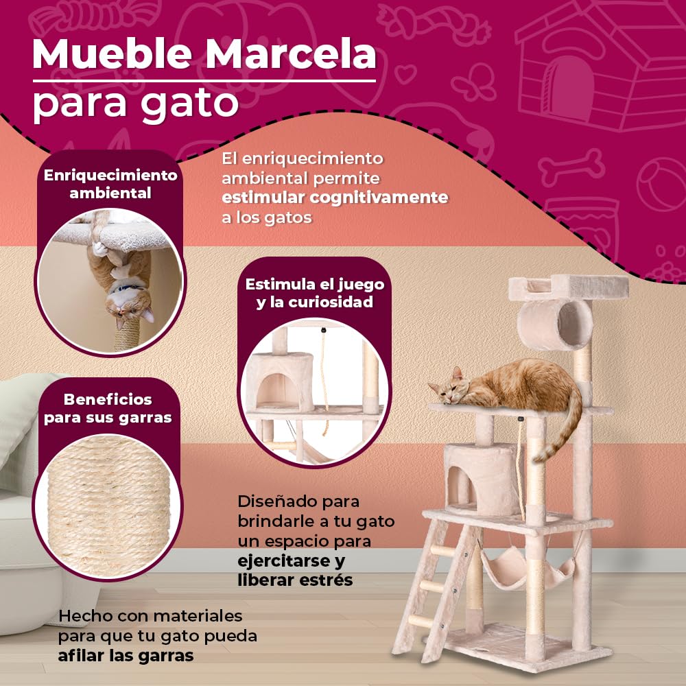 Fancy Pets Mueble/Rasador con Casa, Túnel y Mecedora de 141 Centímetros